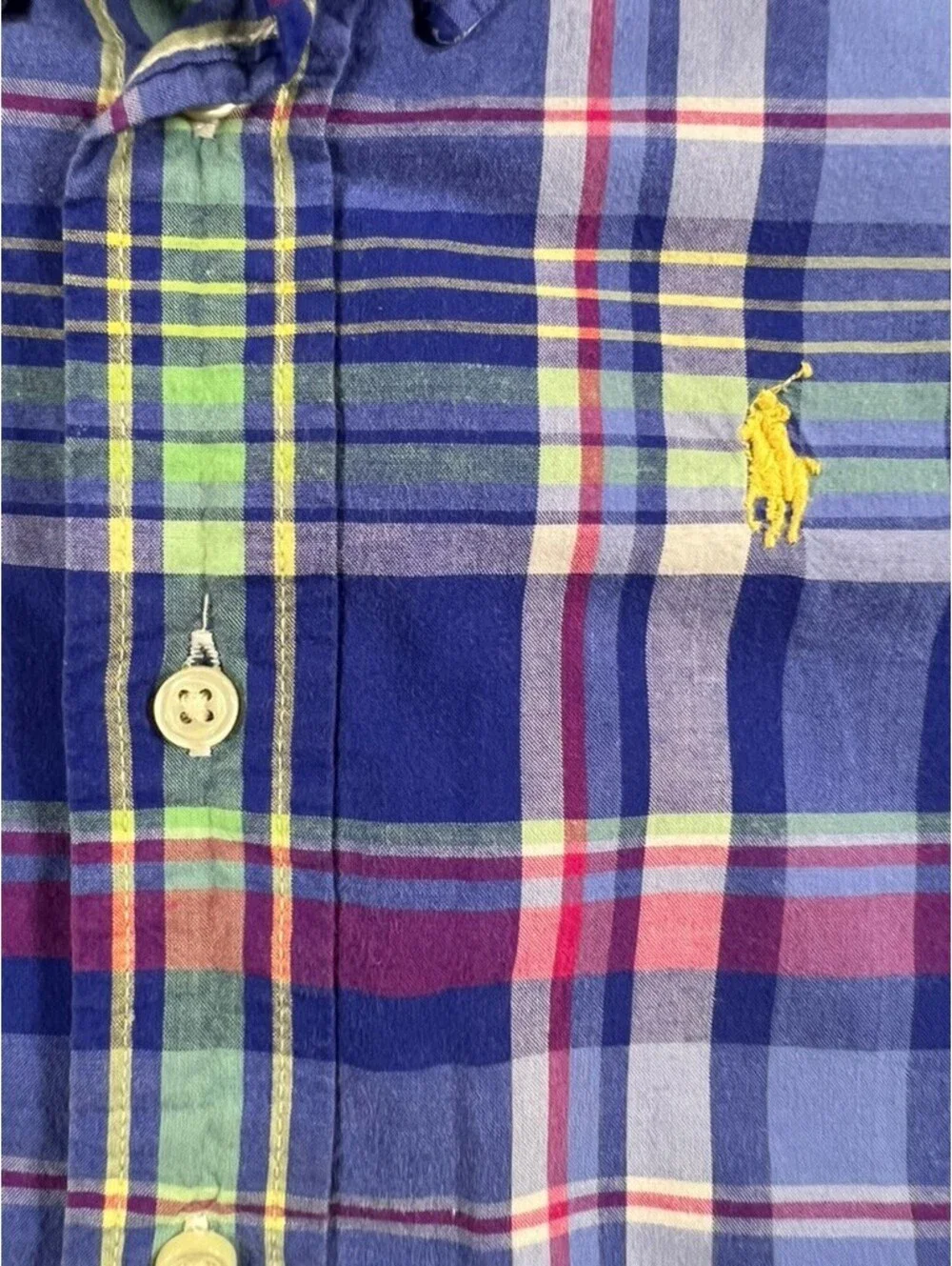 Ralph Lauren Baby Boys' 24M Blue Plaid Button-Down 100% Cotton Dress Shirt